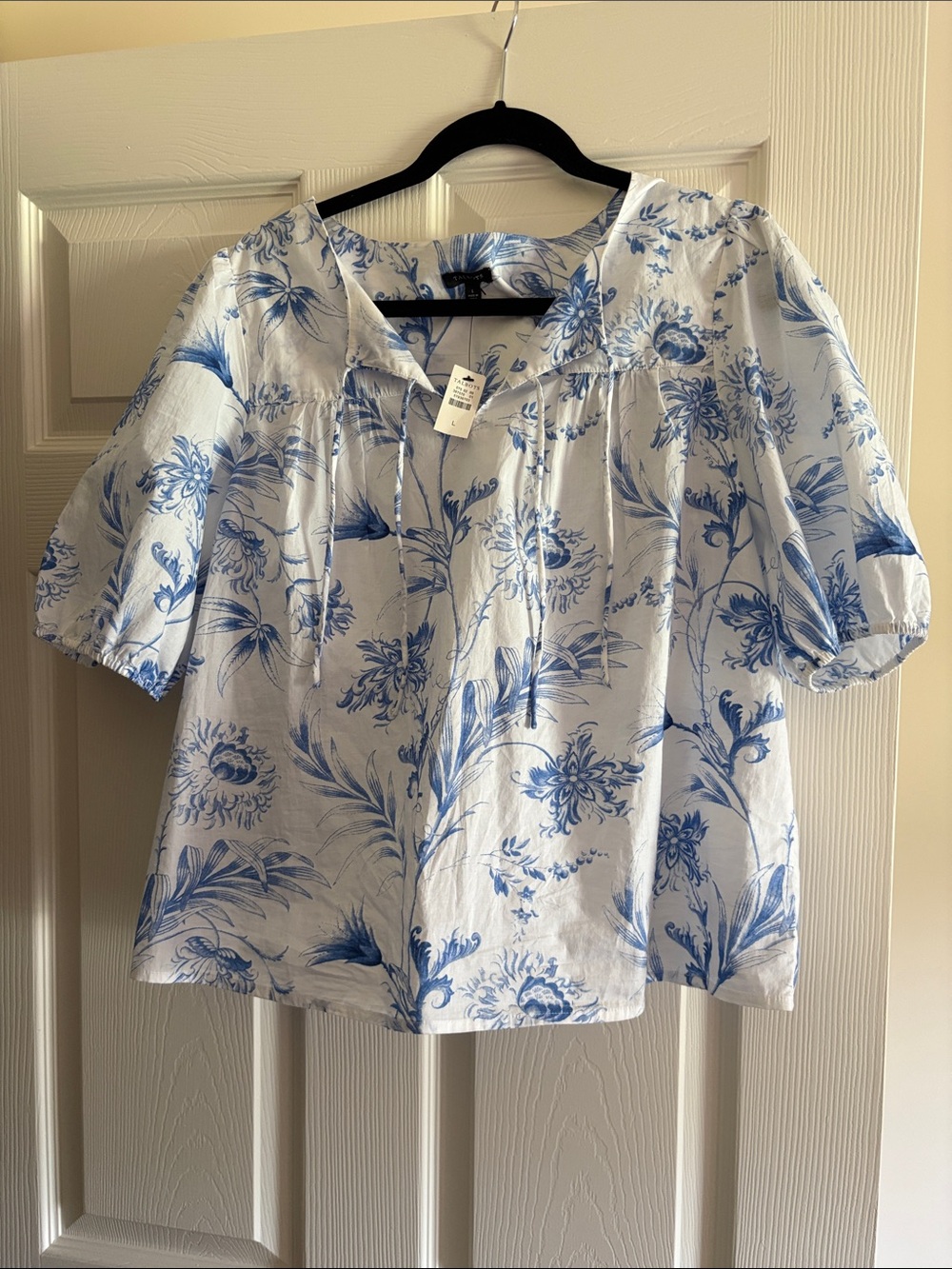 Talbots Blue and White Floral Blouse